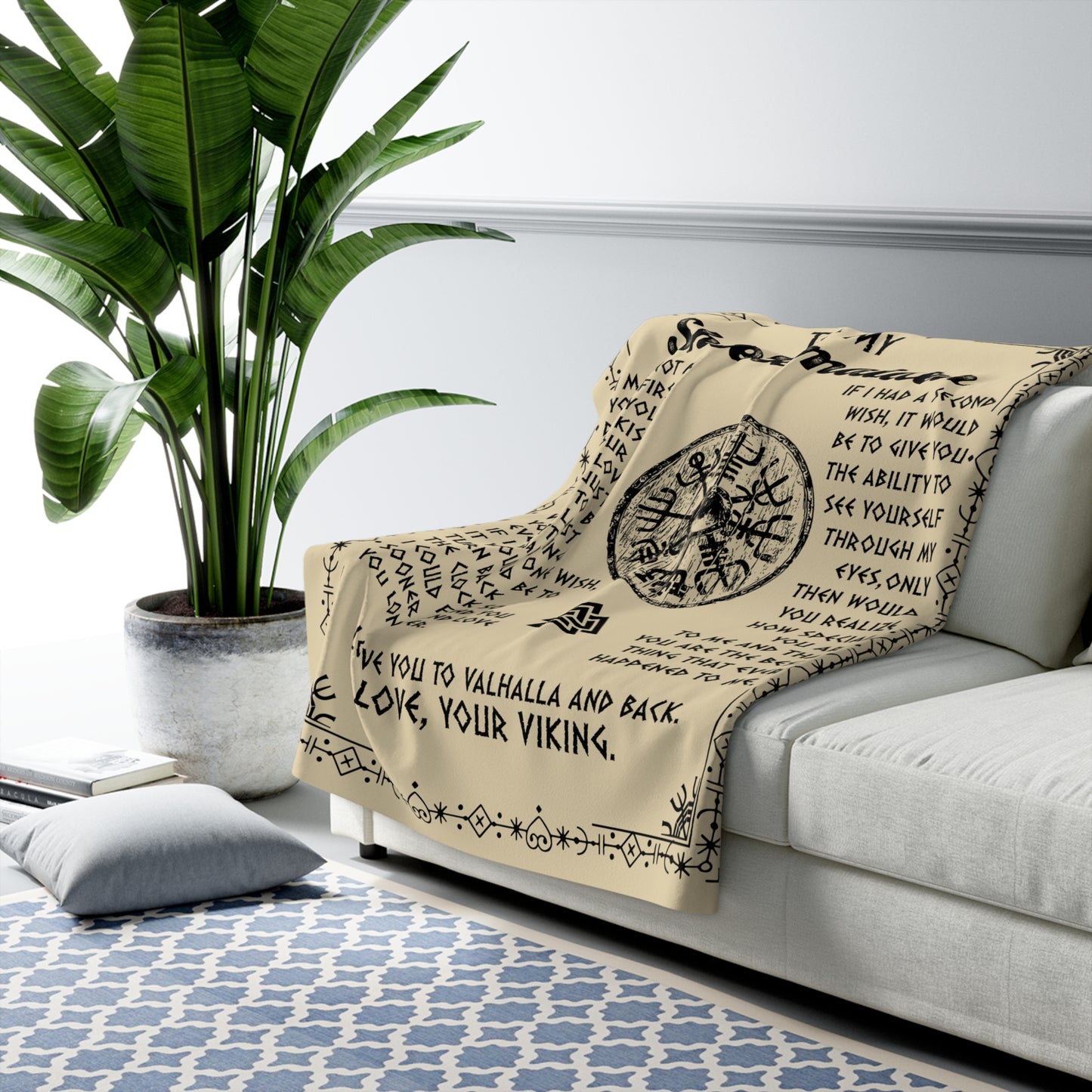 To My Shieldmaiden Sherpa Fleece Blanket - Cozy Viking Gift