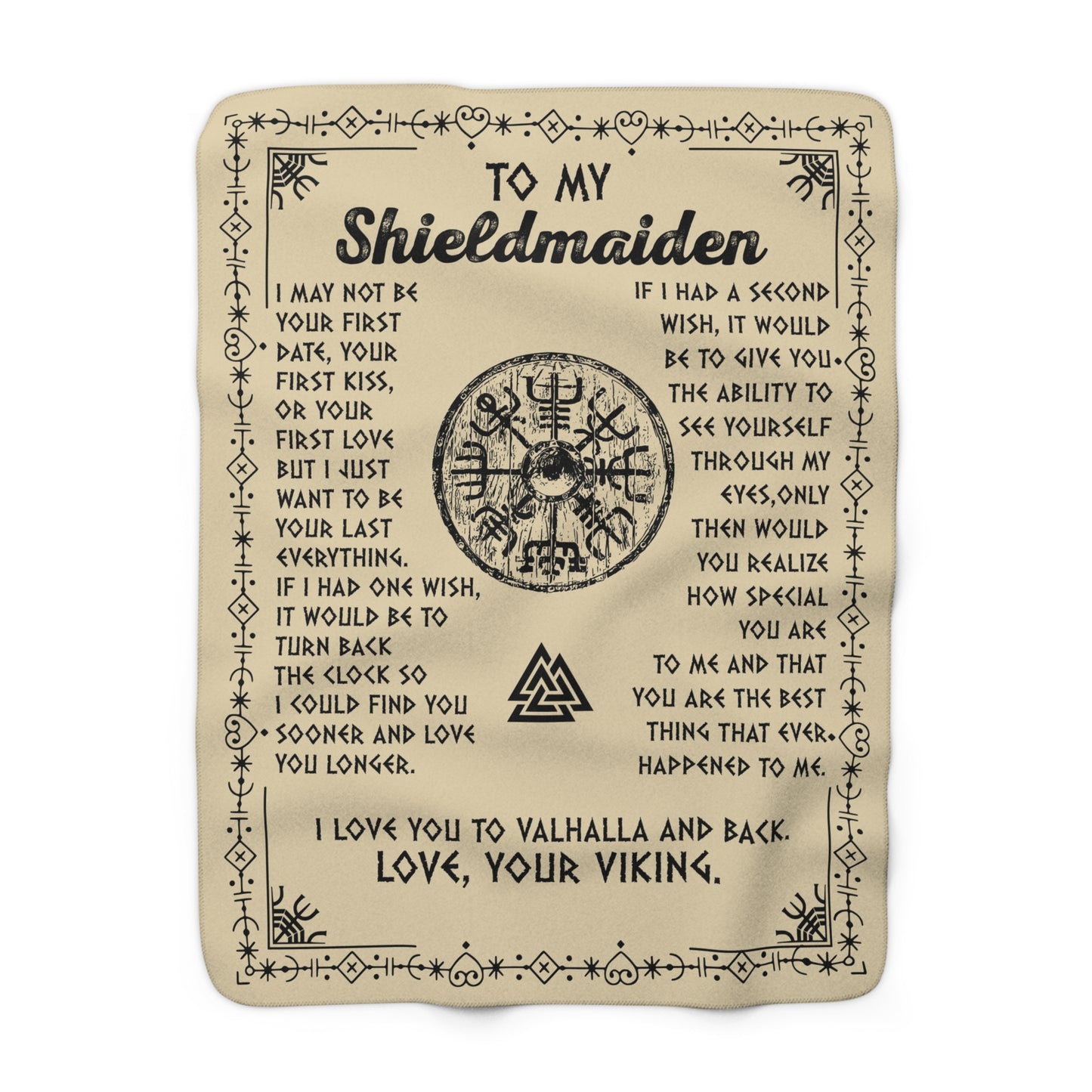 To My Shieldmaiden Sherpa Fleece Blanket - Cozy Viking Gift
