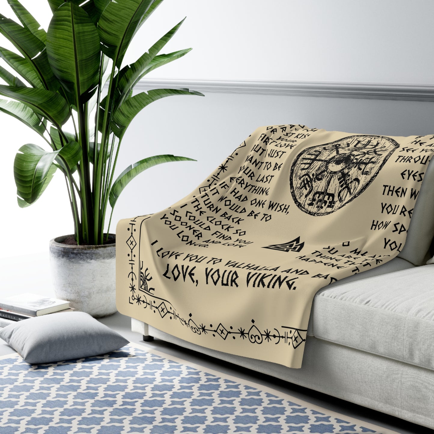 To My Shieldmaiden Sherpa Fleece Blanket - Cozy Viking Gift