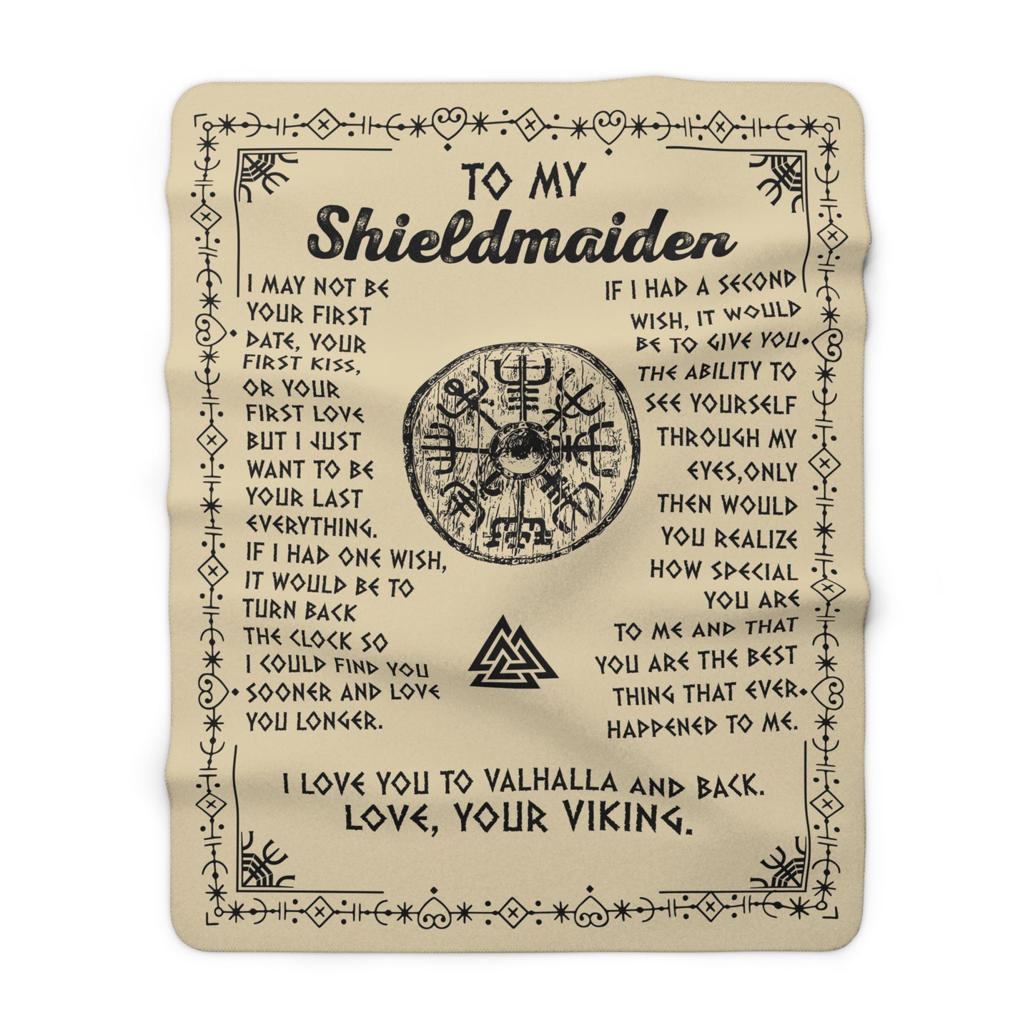 To My Shieldmaiden Sherpa Fleece Blanket - Cozy Viking Gift