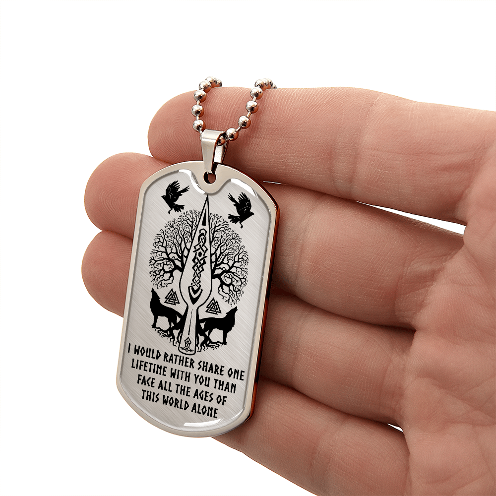 Viking Dog Tag Necklace – “One Lifetime With You” Custom Engraved Pendant 42