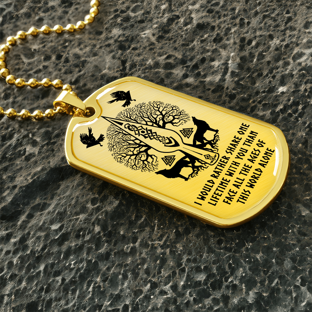 Viking Dog Tag Necklace – “One Lifetime With You” Custom Engraved Pendant 42