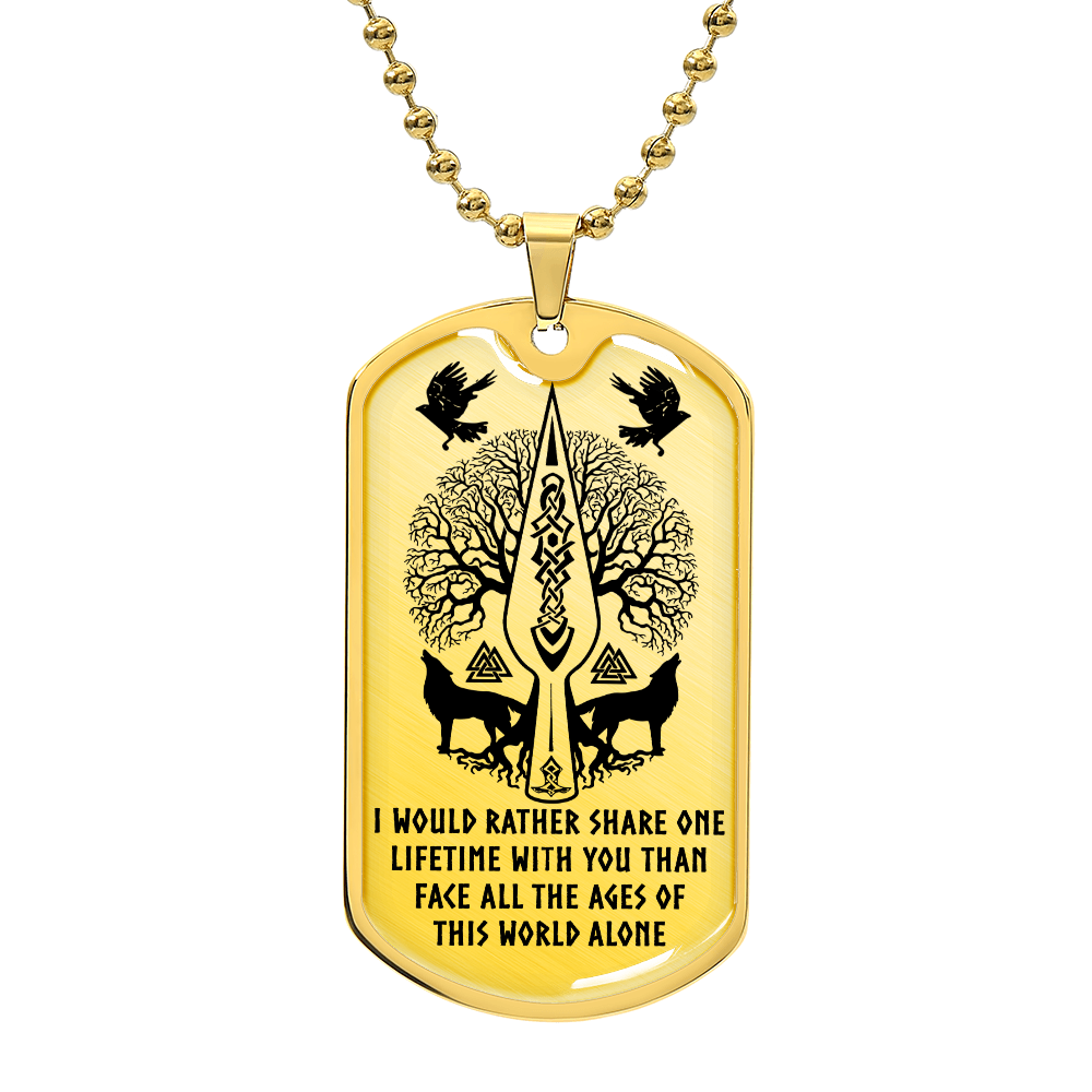 Viking Dog Tag Necklace – “One Lifetime With You” Custom Engraved Pendant 42