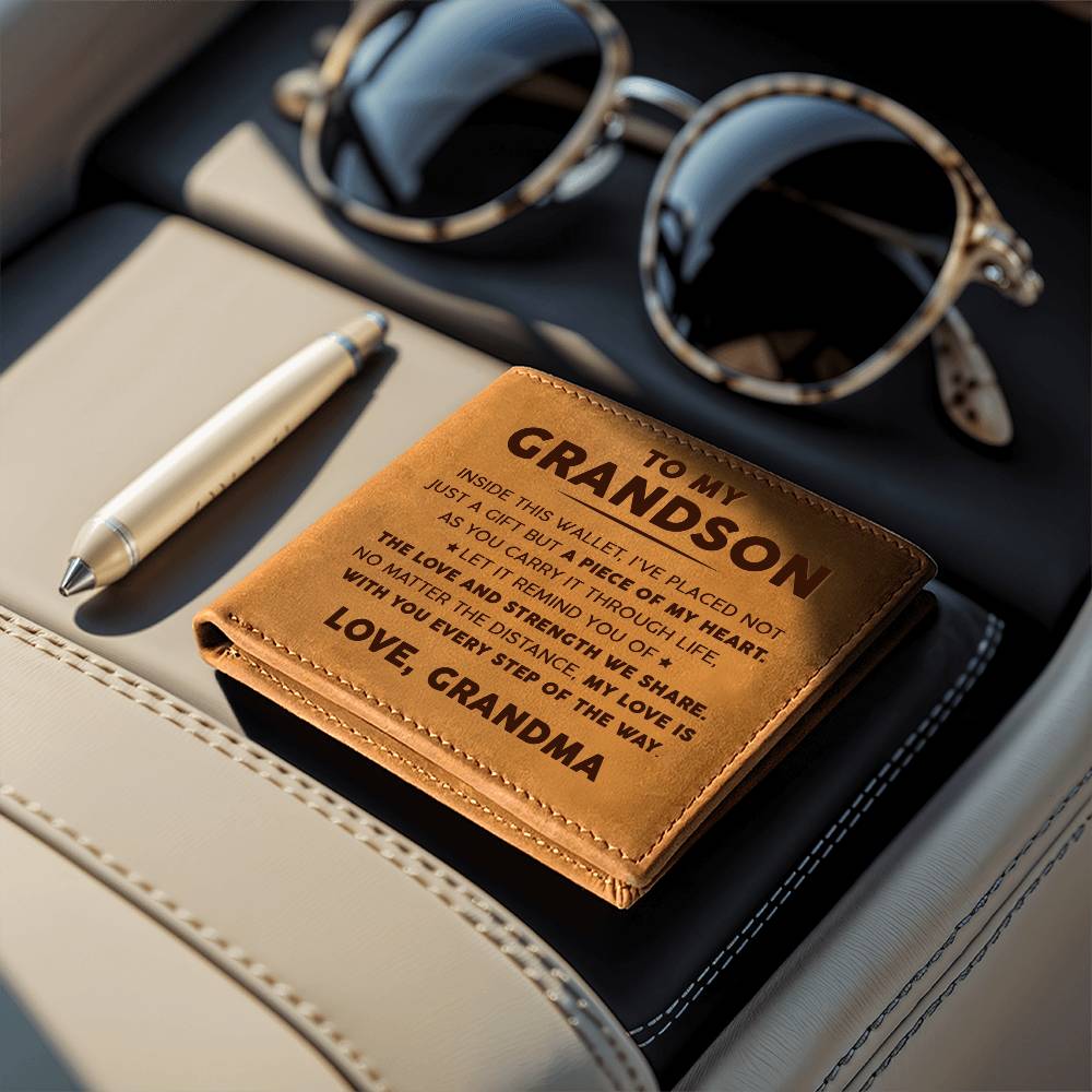 To My Grandson - A piece of my heart - Leather Wallet 03lw