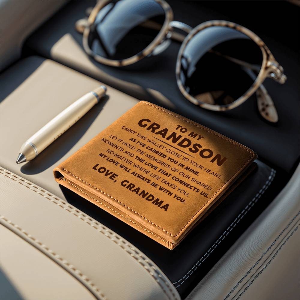 To My Grandson - The Love That Connects Us - Leather Wallet 22lw