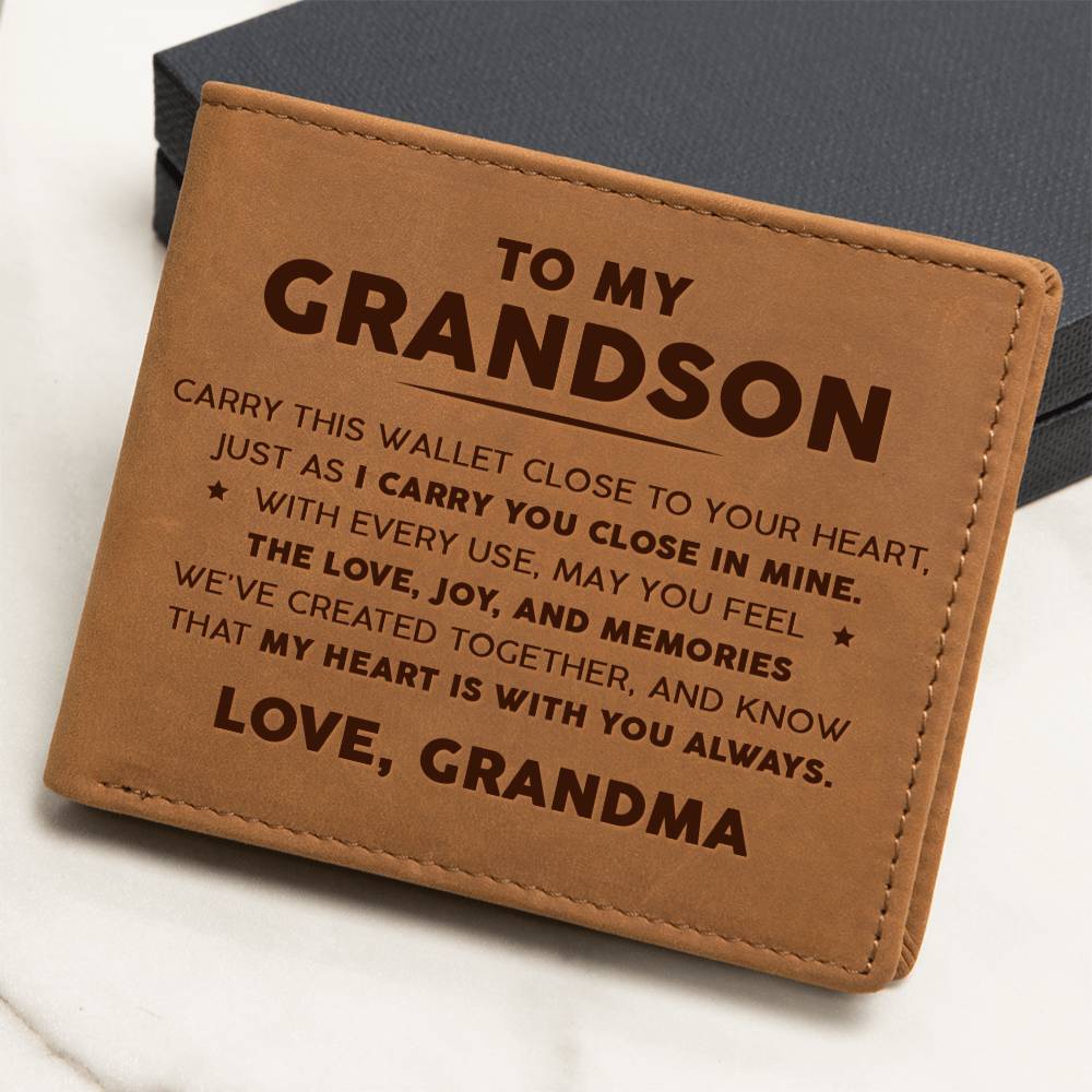 To My Grandson - My Heart Is With You Always - Leather Walelt 08lw