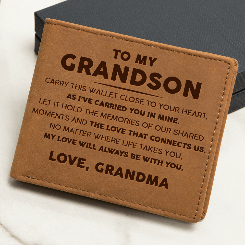To My Grandson - The Love That Connects Us - Leather Wallet 22lw