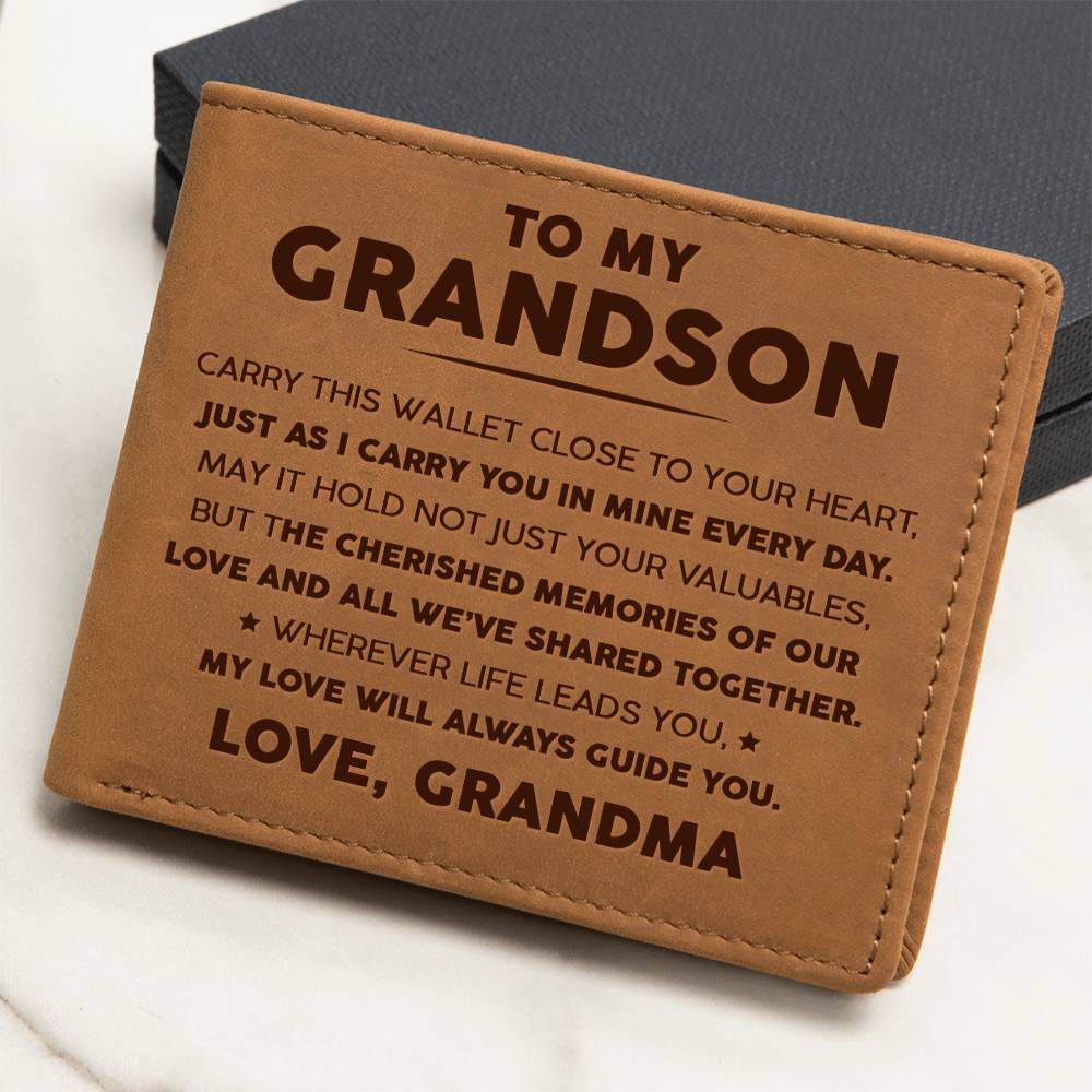 To My Grandson - The Cherished Memories of Our Love - Leather Wallet 16lw