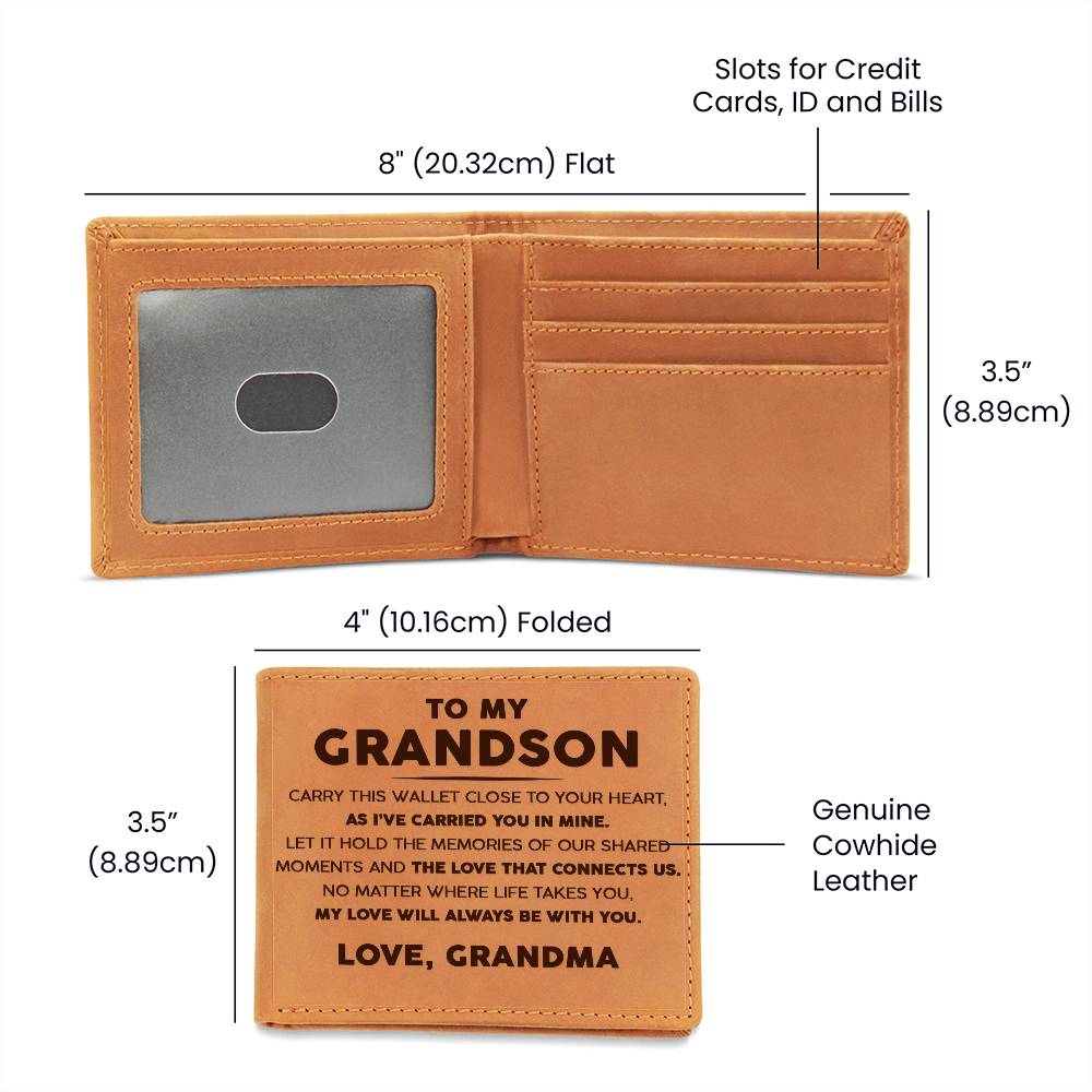 To My Grandson - The Love That Connects Us - Leather Wallet 22lw