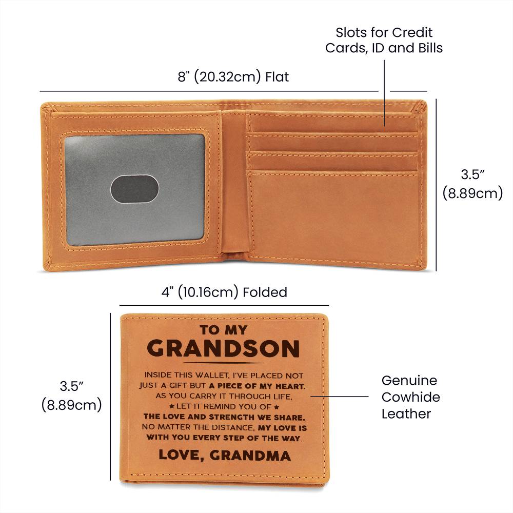 To My Grandson - A piece of my heart - Leather Wallet 03lw