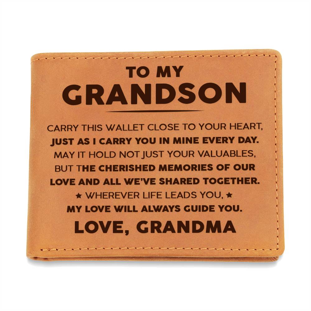 To My Grandson - The Cherished Memories of Our Love - Leather Wallet 16lw