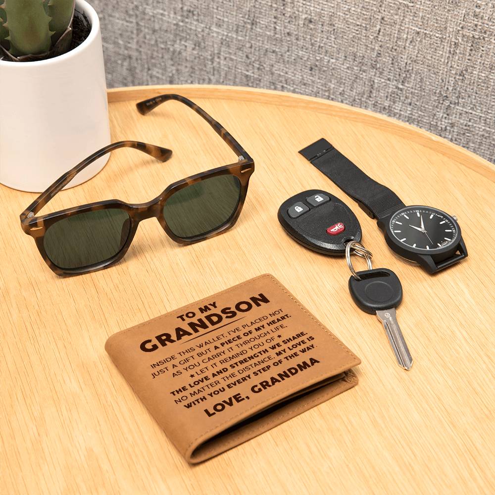 To My Grandson - A piece of my heart - Leather Wallet 03lw