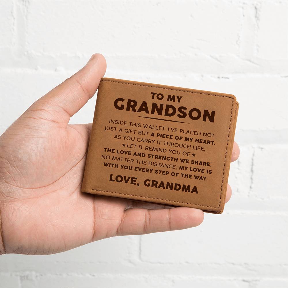 To My Grandson - A piece of my heart - Leather Wallet 03lw