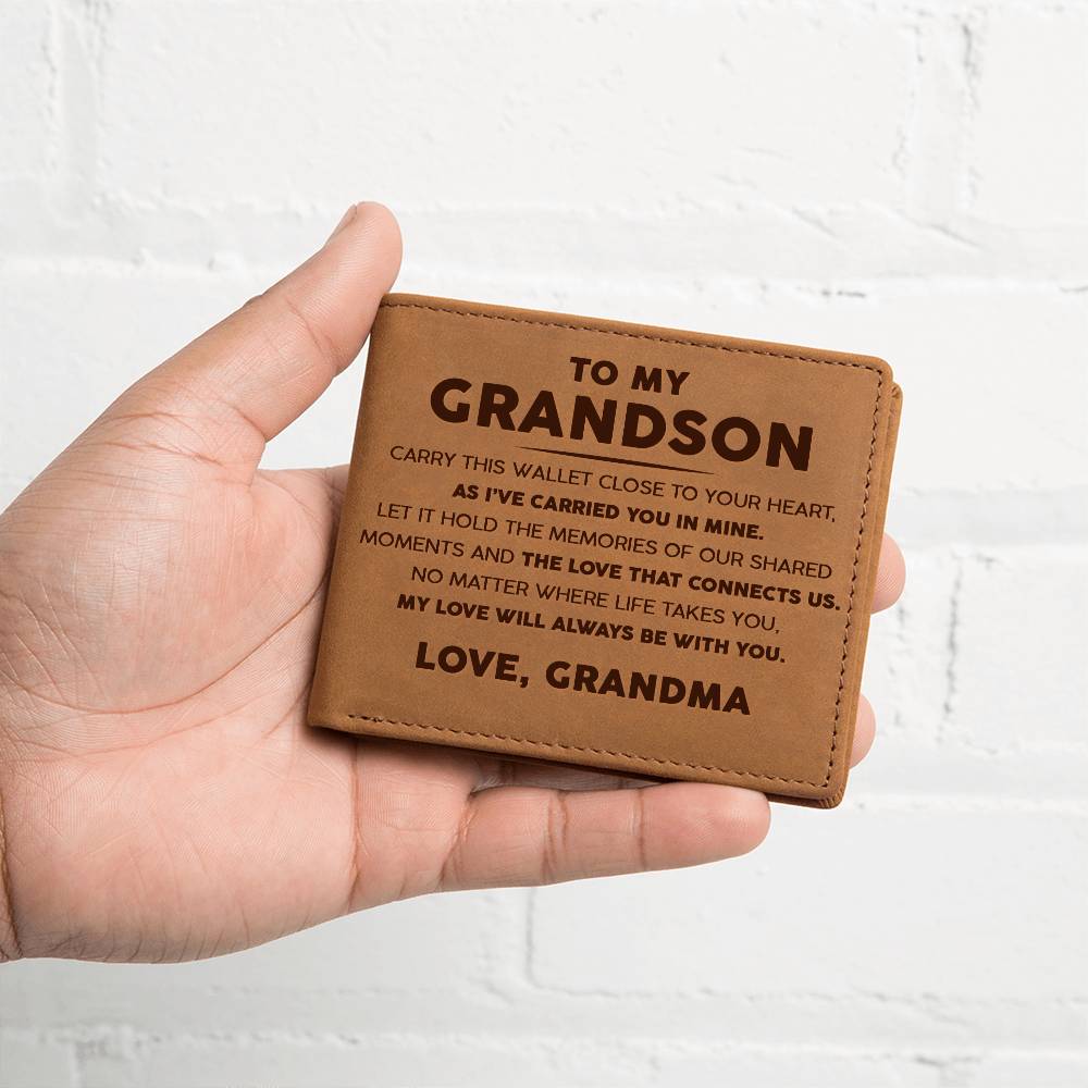 To My Grandson - The Love That Connects Us - Leather Wallet 22lw