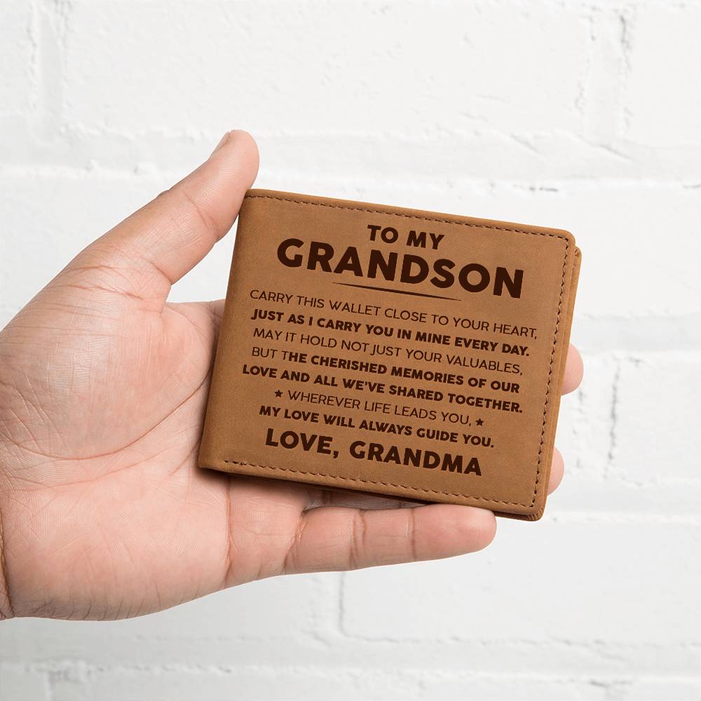 To My Grandson - The Cherished Memories of Our Love - Leather Wallet 16lw