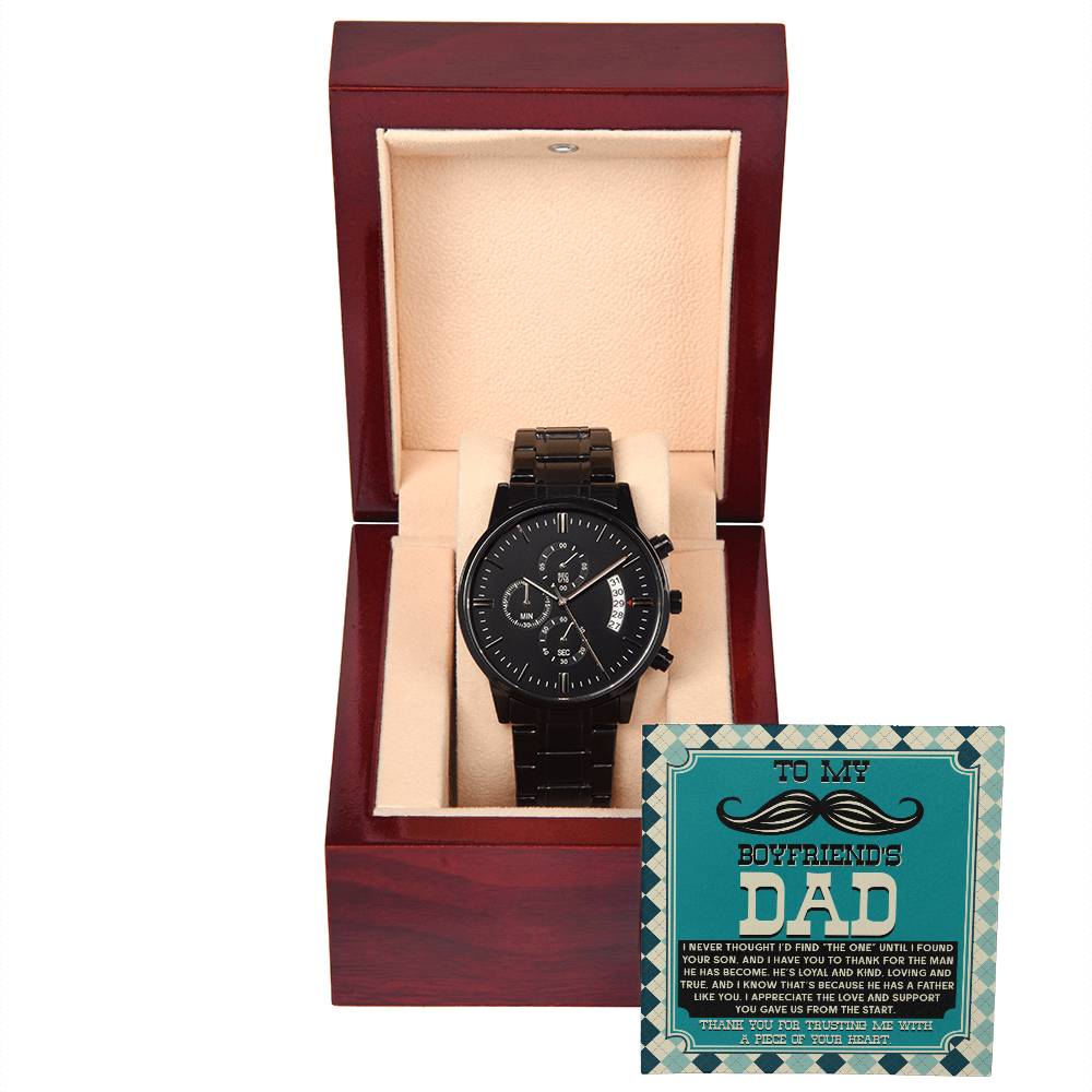 Boyfriend_s Dad-Father Like You-Metal Chronograph Watch Black Chronograph Watch with Mahogany Box
