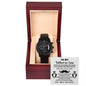 Father-in-Law-Thank You For- Black Chronograph Watch with Mahogany Box