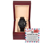 Father-in-law-As A Father-Black Chronograph Watch with Mahogany Box