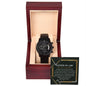 Father-in-Law-Challenge Yourself-Black Chronograph Watch with Mahogany Box