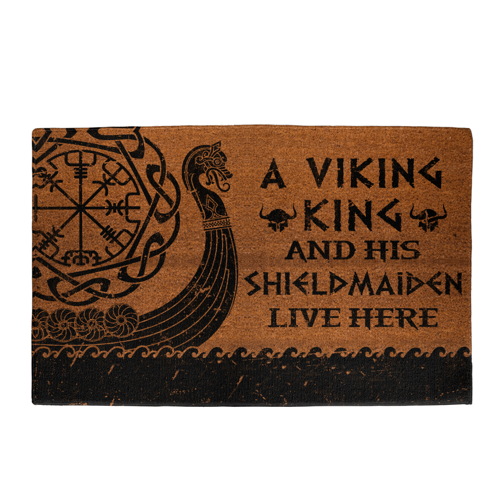 A Viking King And His Shieldmaiden Live Here Norse Door Mat