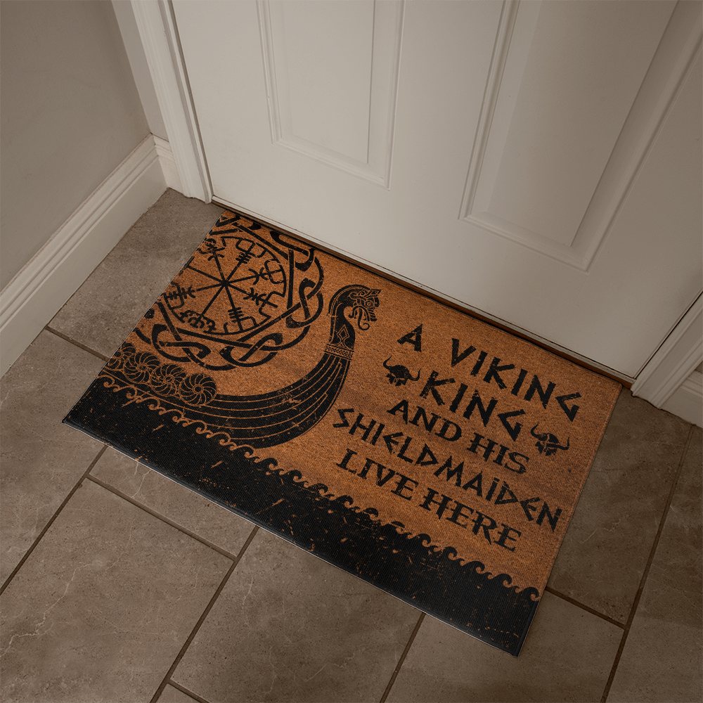 A Viking King And His Shieldmaiden Live Here Norse Door Mat