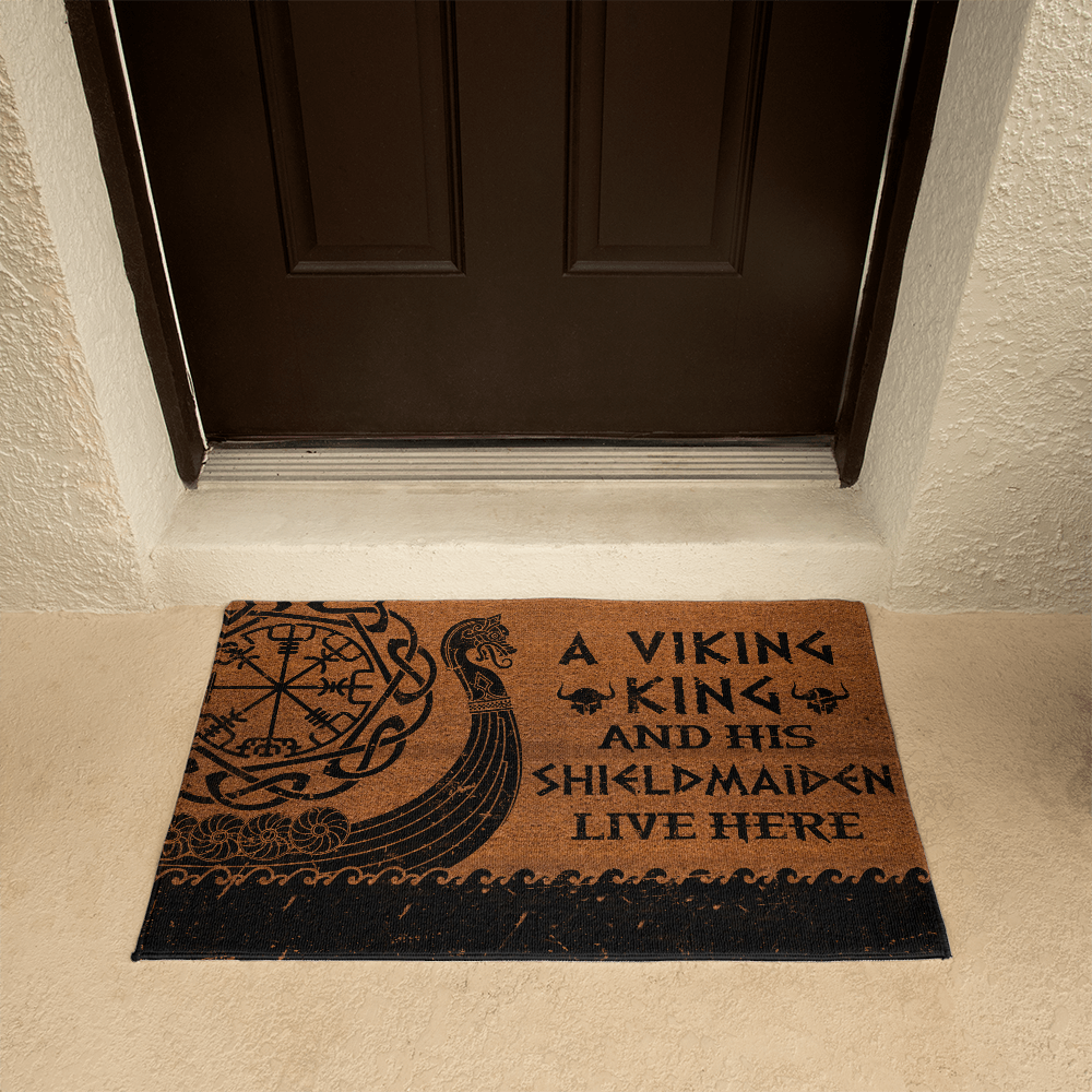 A Viking King And His Shieldmaiden Live Here Norse Door Mat