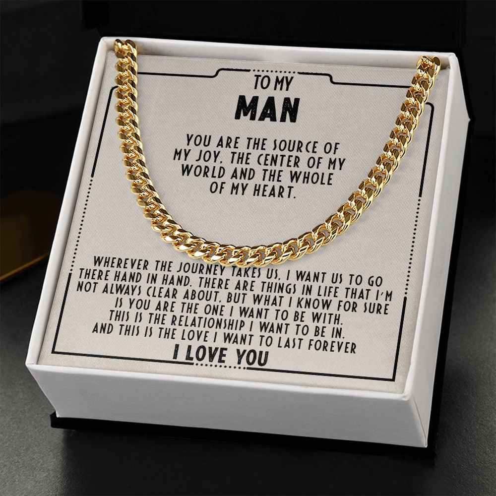 To my man - You're the source of my joy - Cuban link chain necklace - 98d