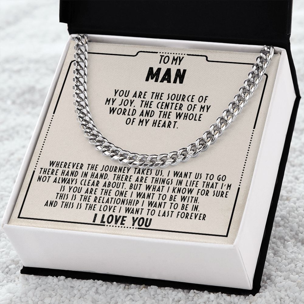 To my man - You're the source of my joy - Cuban link chain necklace - 98d