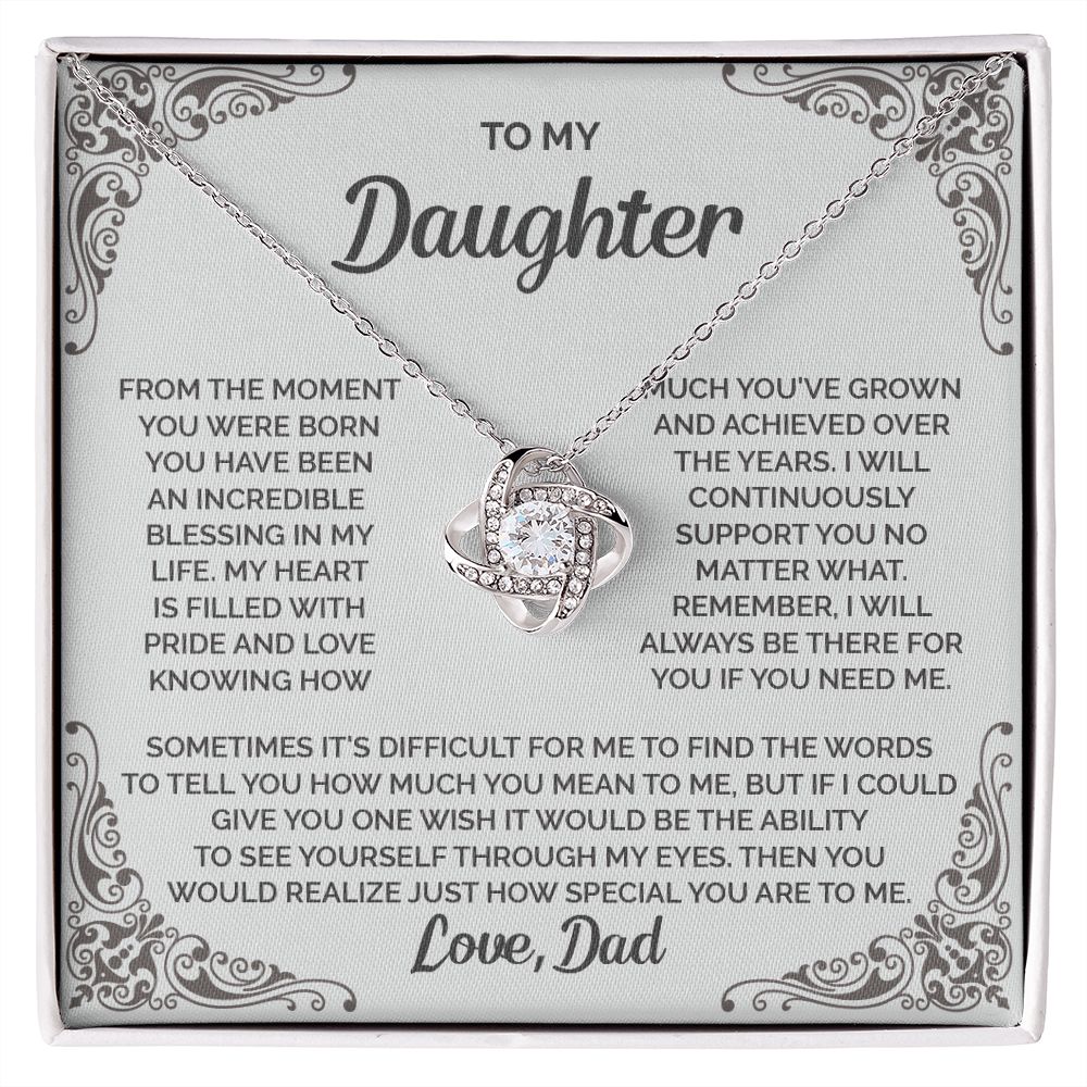 Daughter - I will always be there for you - 008d Love Knot Necklace