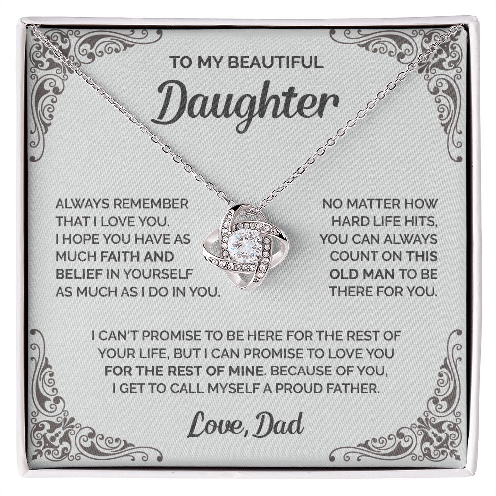 Daughter - This old man always be there for you - 004d Love Knot Necklace