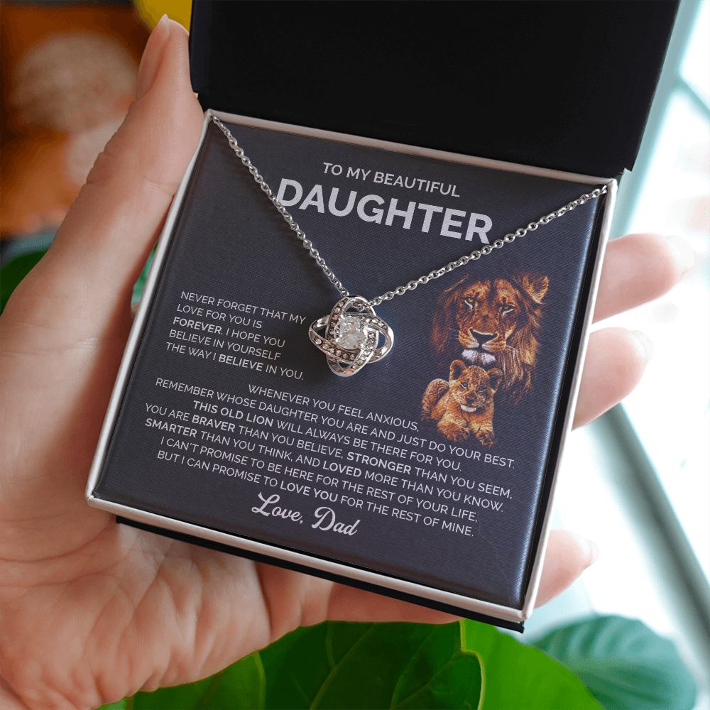 Daughter - I love you, forever and always - 0018d Love Knot Necklace