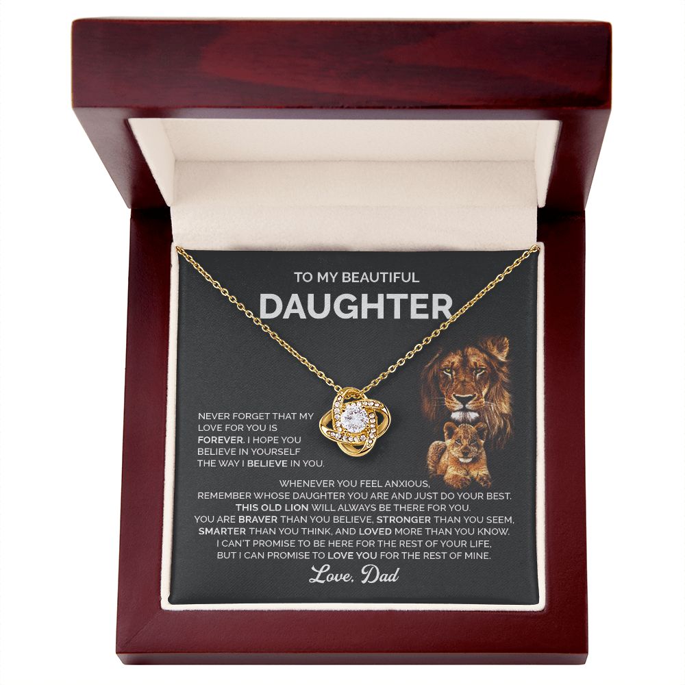 Daughter - I love you, forever and always - 0018d Love Knot Necklace