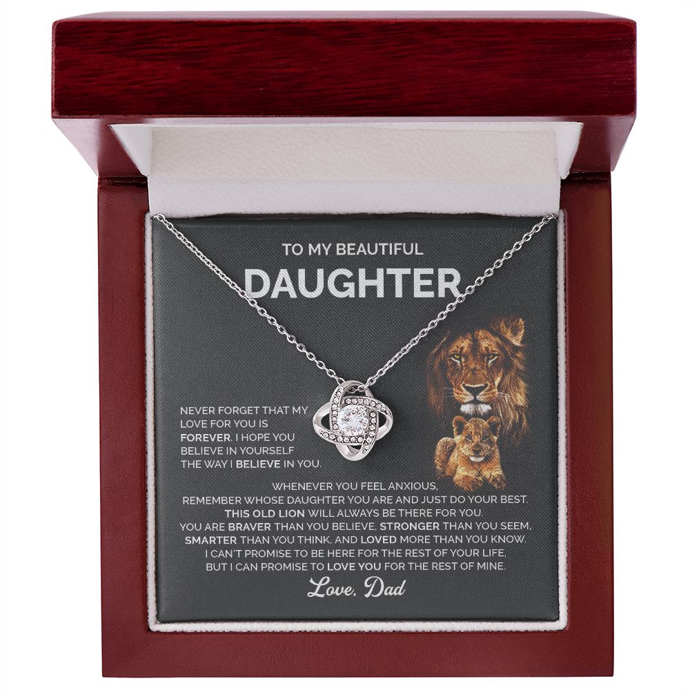 Daughter - I love you, forever and always - 0018d Love Knot Necklace