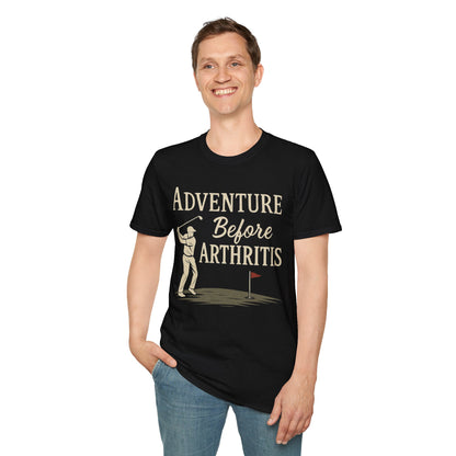 Adventure Before Arthritis – Funny Golf T-Shirt for Seniors & Golf Lovers