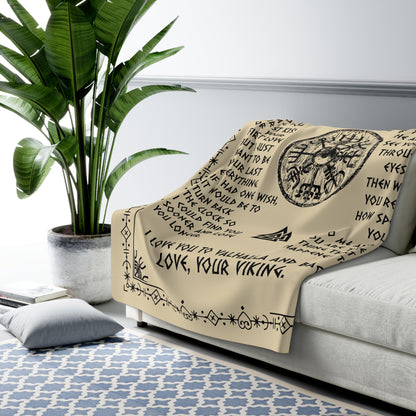 To My Shieldmaiden Sherpa Fleece Blanket - Cozy Viking Gift