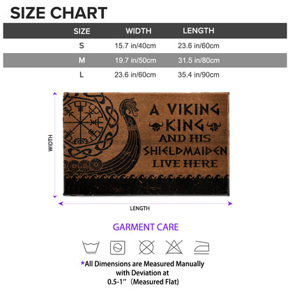 A Viking King and His Shieldmaiden Live Here - Luxurious Material Door Mat