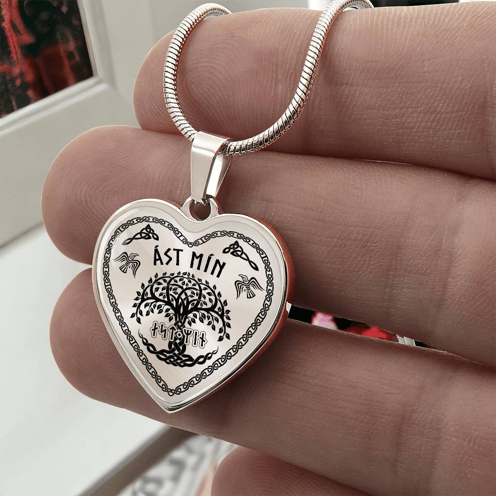 Shieldmaiden - My Love Old Norse Runes Luxury Graphic Heart Necklace 20