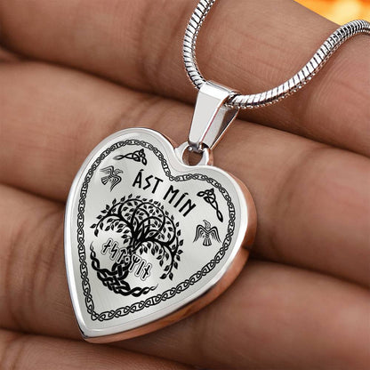 Shieldmaiden - My Love Old Norse Runes Luxury Graphic Heart Necklace 20