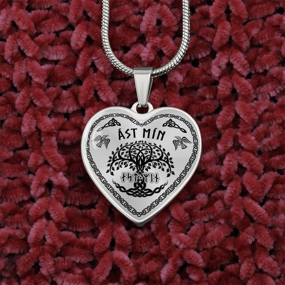 Shieldmaiden - My Love Old Norse Runes Luxury Graphic Heart Necklace 20