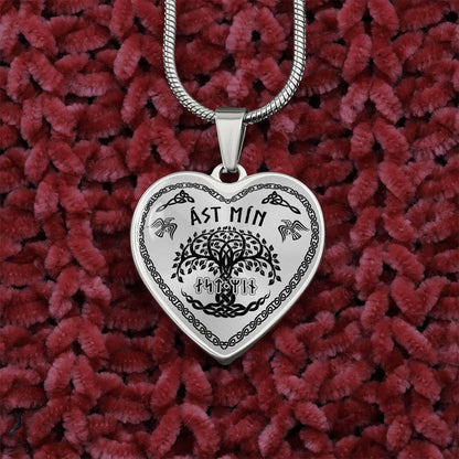 Shieldmaiden - My Love Old Norse Runes Luxury Graphic Heart Necklace 20