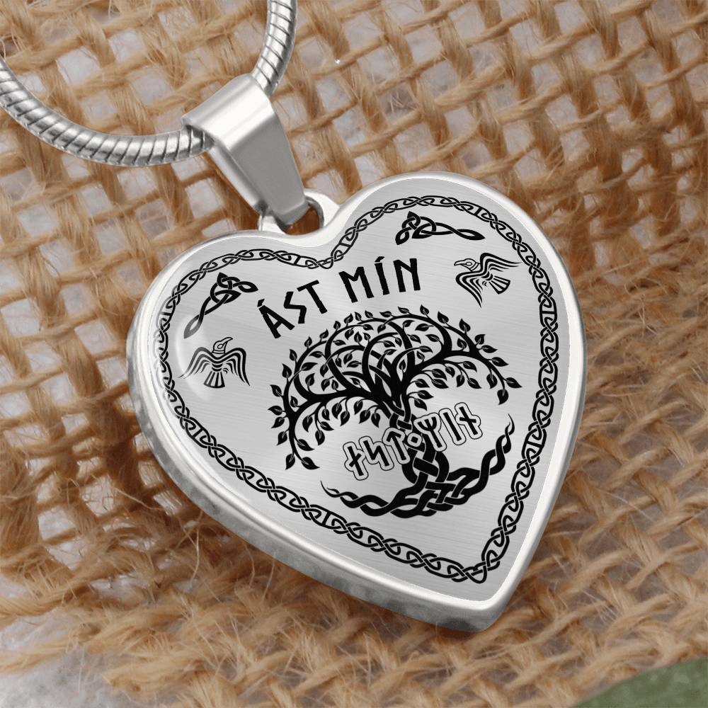 Shieldmaiden - My Love Old Norse Runes Luxury Graphic Heart Necklace 20