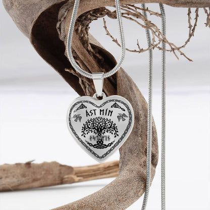 Shieldmaiden - My Love Old Norse Runes Luxury Graphic Heart Necklace 20