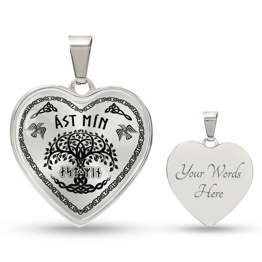 Shieldmaiden - My Love Old Norse Runes Luxury Graphic Heart Necklace 20