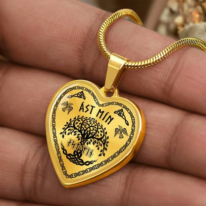Shieldmaiden - My Love Old Norse Runes Luxury Graphic Heart Necklace 20