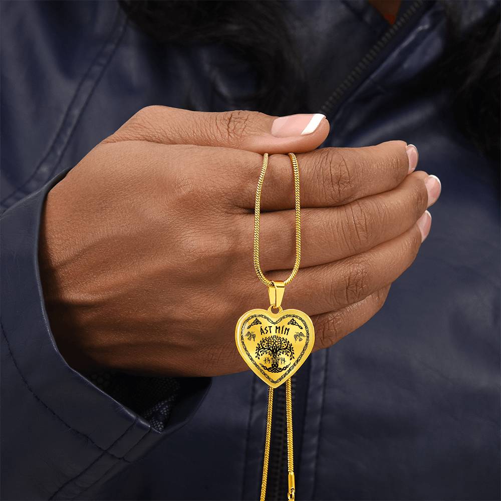 Shieldmaiden - My Love Old Norse Runes Luxury Graphic Heart Necklace 20