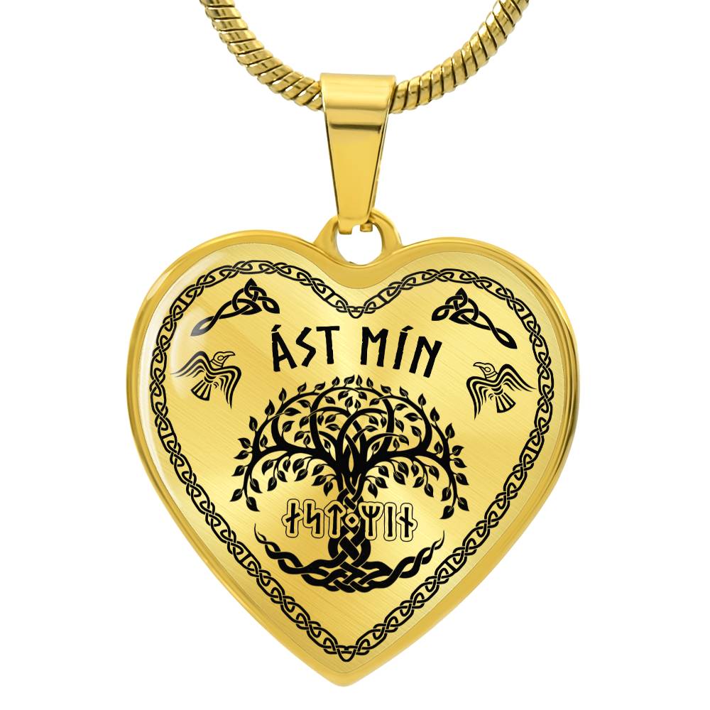 Shieldmaiden - My Love Old Norse Runes Luxury Graphic Heart Necklace 20