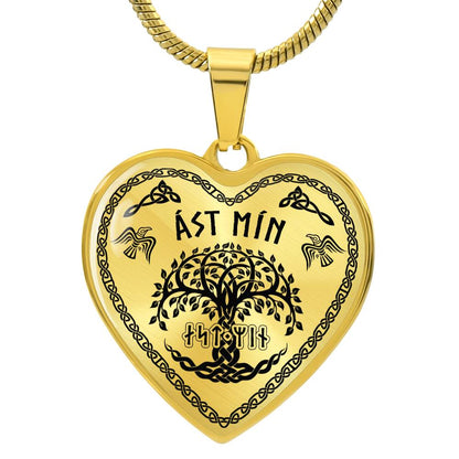Shieldmaiden - My Love Old Norse Runes Luxury Graphic Heart Necklace 20