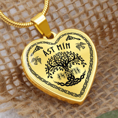 Shieldmaiden - My Love Old Norse Runes Luxury Graphic Heart Necklace 20