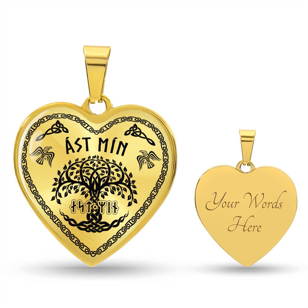 Shieldmaiden - My Love Old Norse Runes Luxury Graphic Heart Necklace 20