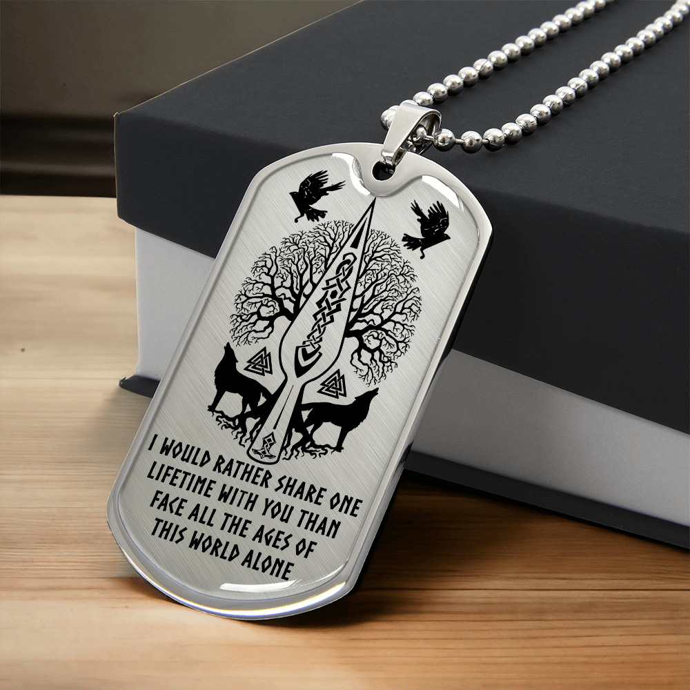 Viking Dog Tag Necklace – “One Lifetime With You” Custom Engraved Pendant 42
